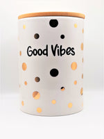 Bamboo Wood Good Vibes Luxury Jar - White