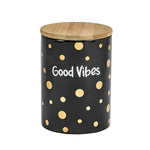 Bamboo Wood Good Vibes Luxury Jar - Black